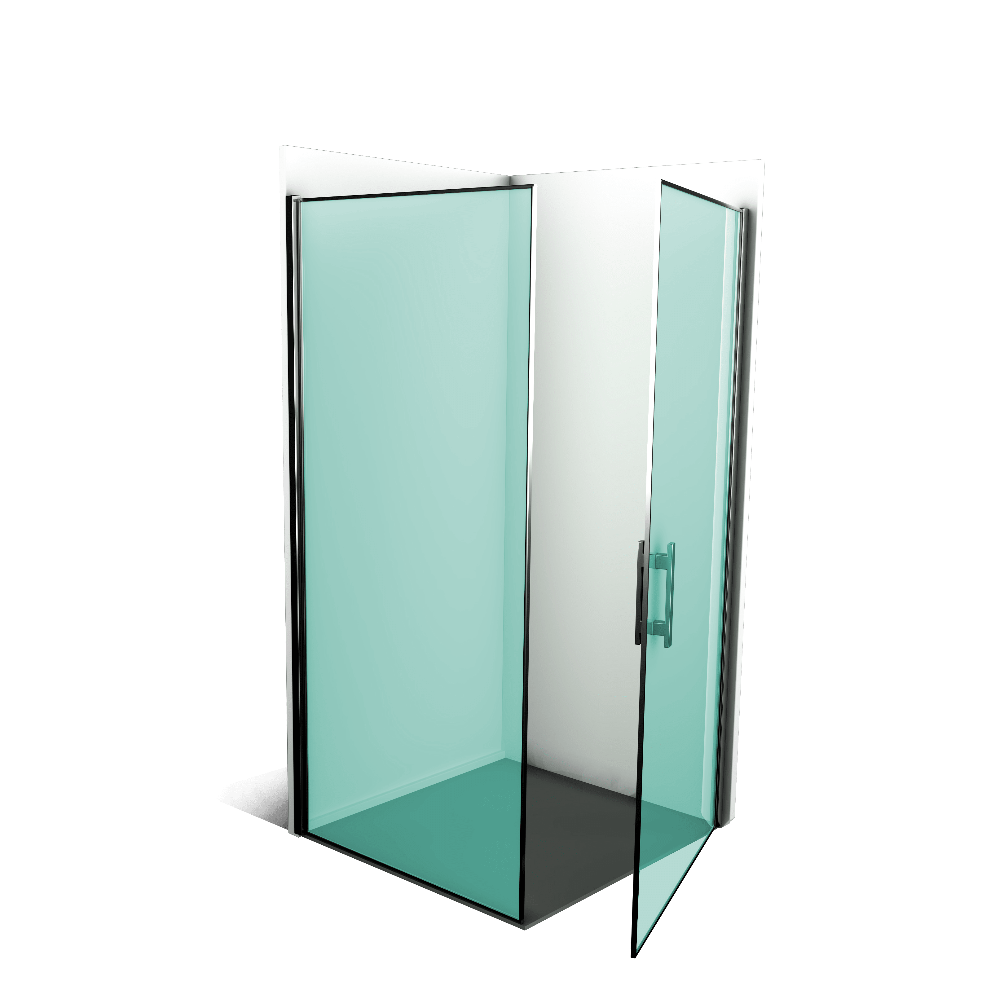 Mampara de ducha Angular ALLSTONE BASIC 2+2 90x90 cm cristal Transparente  perfil Titanio