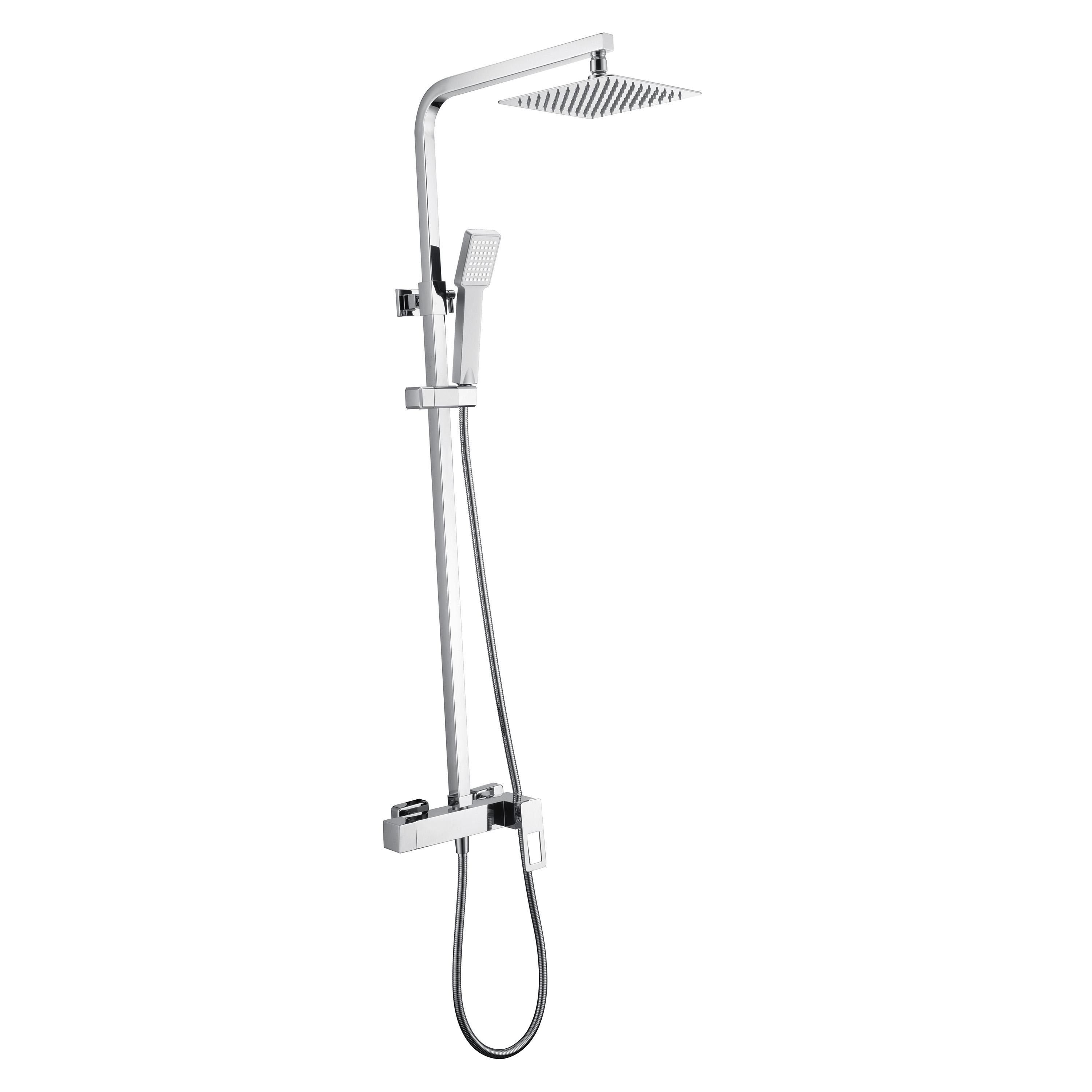 IMEX Barra De Ducha Serie Suecia BDC032/NG, De Acero Inoxidable Extensible De 87 A 133 Cm, Rociador Cuadrado De 20 Cm Antical Y Mango Ajustable