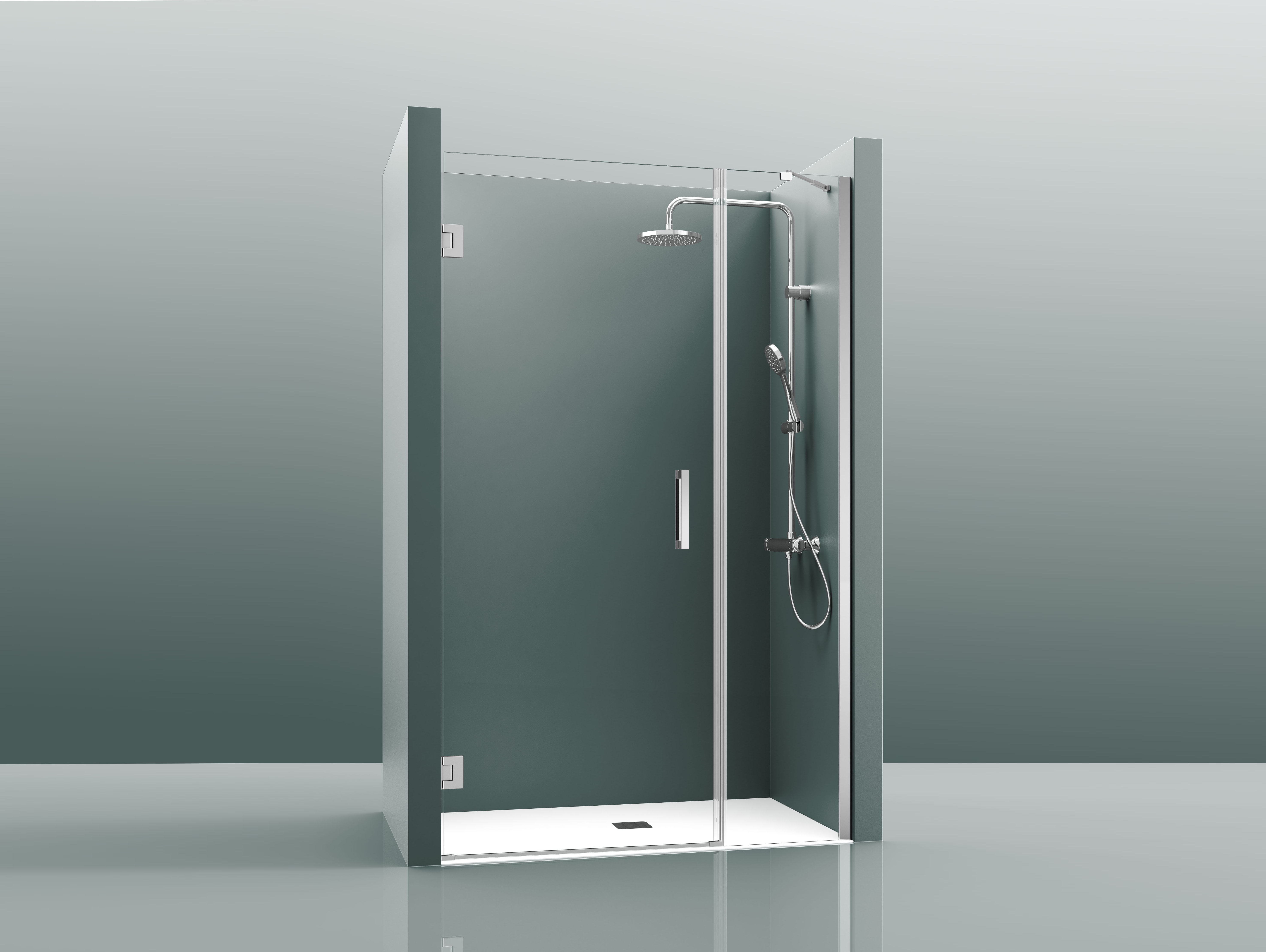 Mampara ducha frontal 1 puerta abatible y 1 fijo continuo\Mod