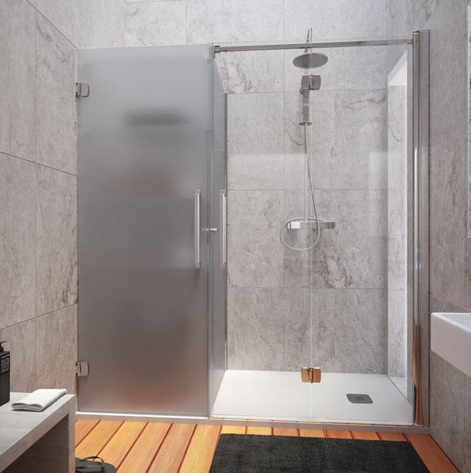 Mampara de ducha y armario con puerta sistema Konvert
